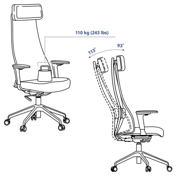 jaervfjaellet-office-chair-with-armrests-grann-white__1441027_pe986161_s5.jpg Office Chair with Armrests White