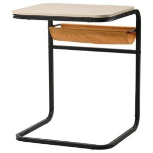 Side Table Anthracite Birch Effect Dark Yellow 53×50 cm