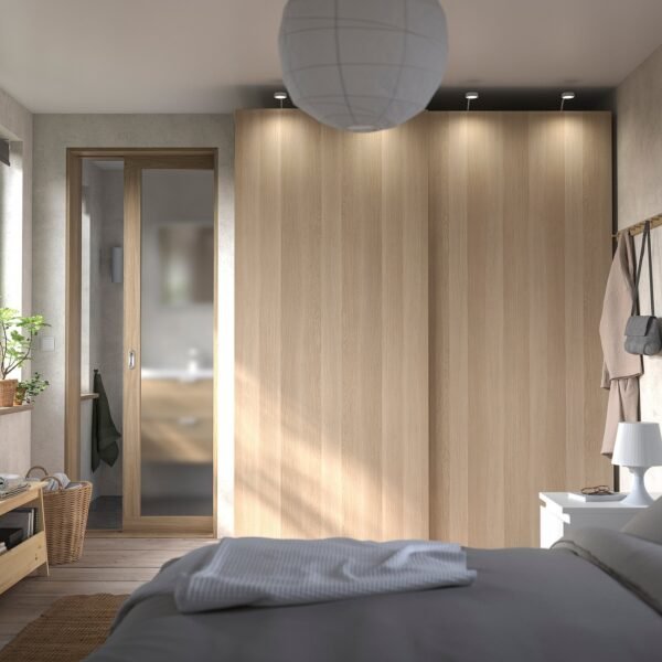 Wardrobe White Stained Oak Effect 200×66×236 cm