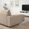 3 Seat Sofa with Chaise Longue Wide Armrests Beige