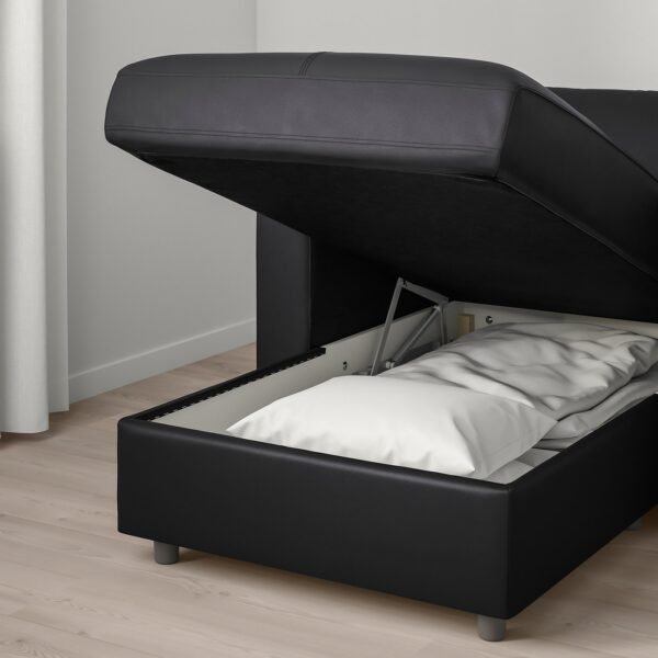 4 Seat Sofa with Chaise Longue Black