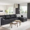 4 Seat Sofa with Chaise Longue Black