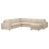 Corner Sofa 5 Seat with Chaise Longue Wide Armrests Beige
